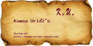 Komsa Uriás névjegykártya
